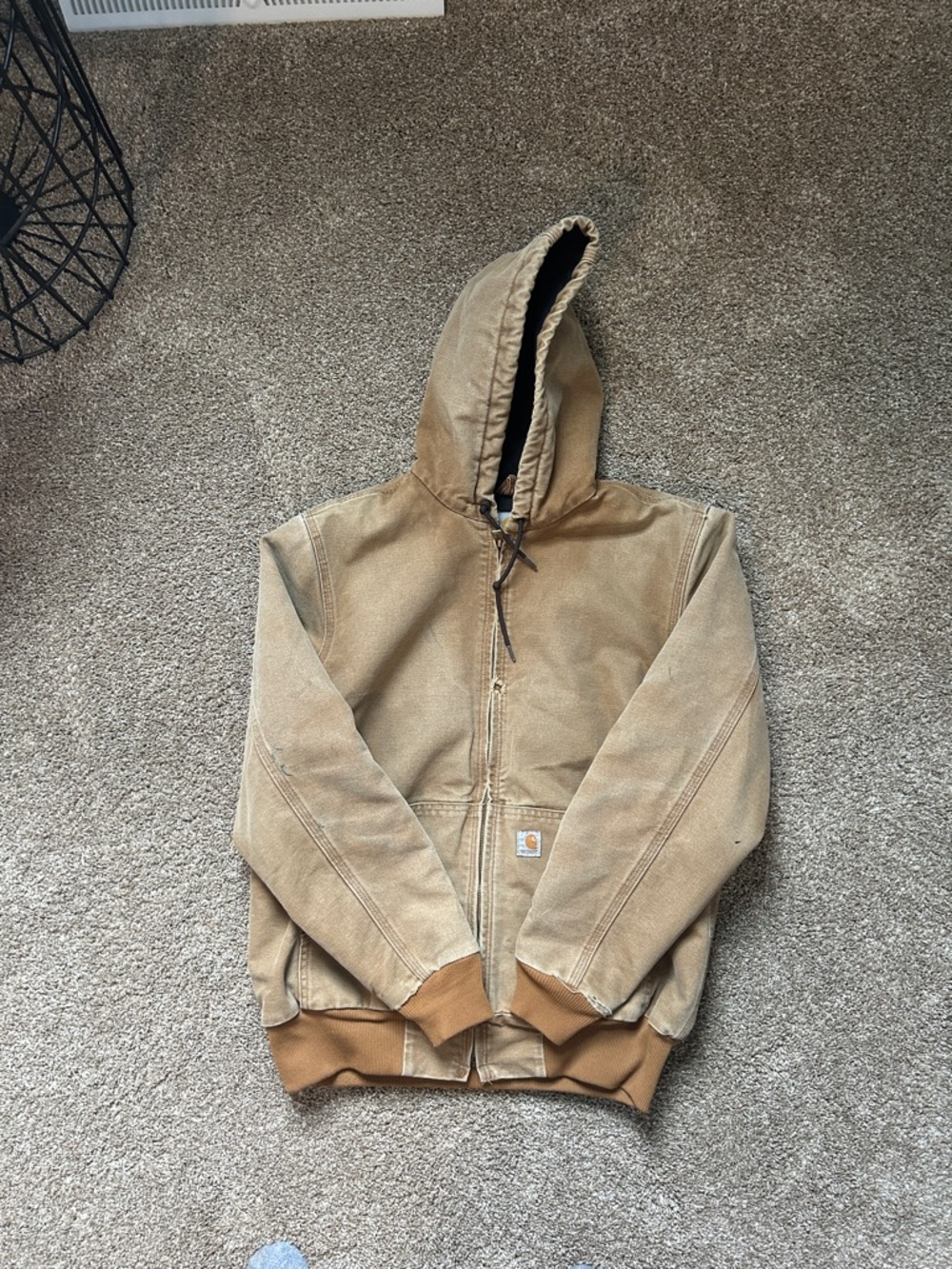 Women’s Carhartt Tan Hooded Duck Canvas Jacket, Size Medium